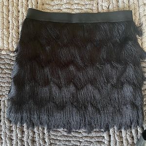 BCBGmaxazria black fringe mini skirt